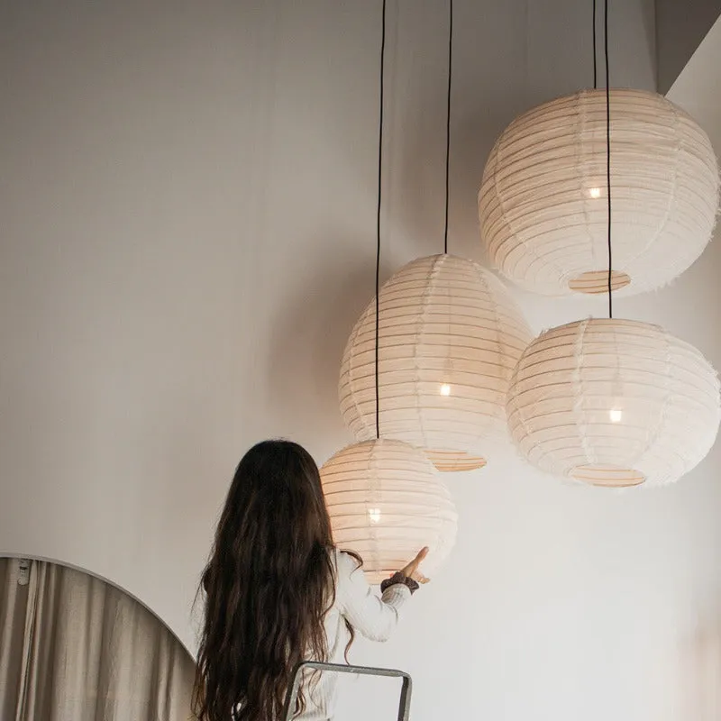Japanese Orb Linen Pendant Shade