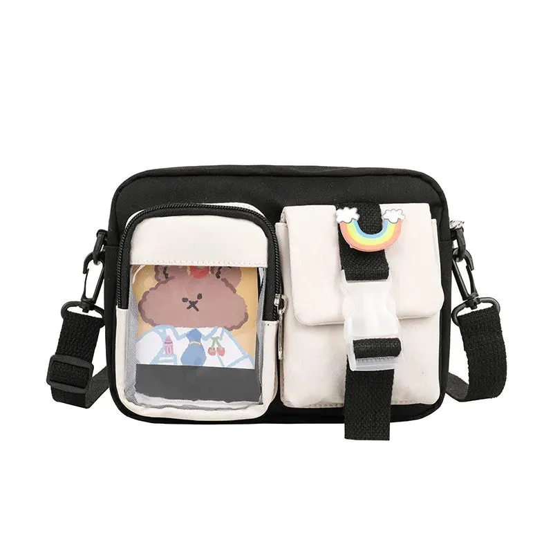 Japanse Style Kawaii Bag Girls Student Small Nylon Mutipockets Crossbody Bolsa Mujer