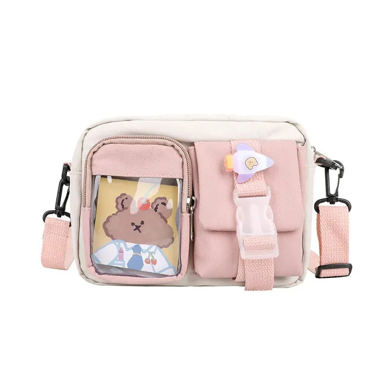 Japanse Style Kawaii Bag Girls Student Small Nylon Mutipockets Crossbody Bolsa Mujer