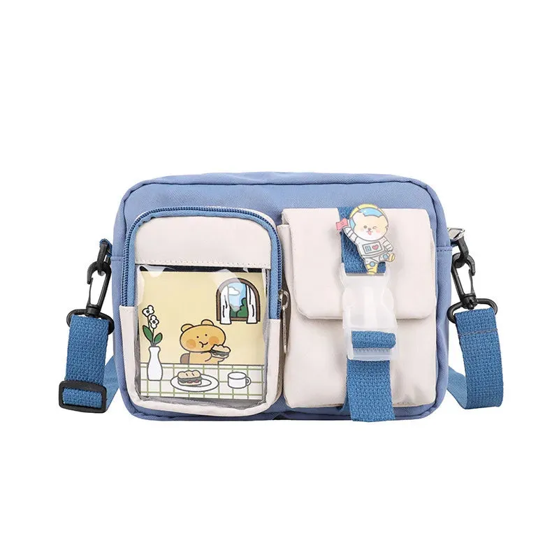 Japanse Style Kawaii Bag Girls Student Small Nylon Mutipockets Crossbody Bolsa Mujer