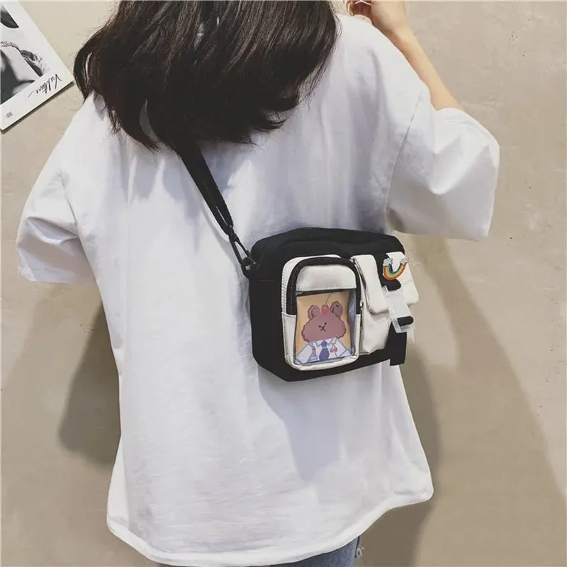 Japanse Style Kawaii Bag Girls Student Small Nylon Mutipockets Crossbody Bolsa Mujer