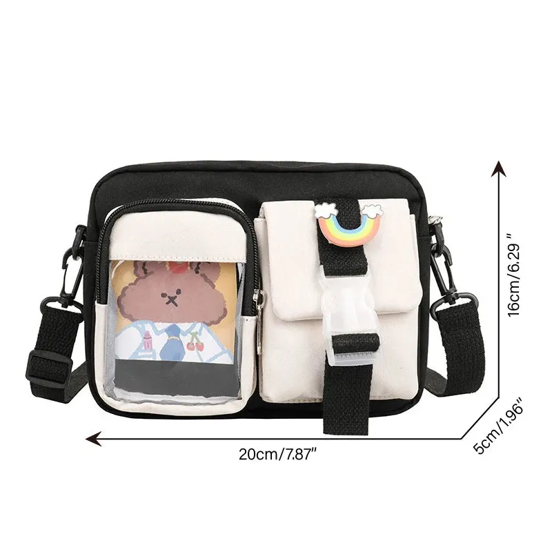 Japanse Style Kawaii Bag Girls Student Small Nylon Mutipockets Crossbody Bolsa Mujer