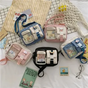 Japanse Style Kawaii Bag Girls Student Small Nylon Mutipockets Crossbody Bolsa Mujer