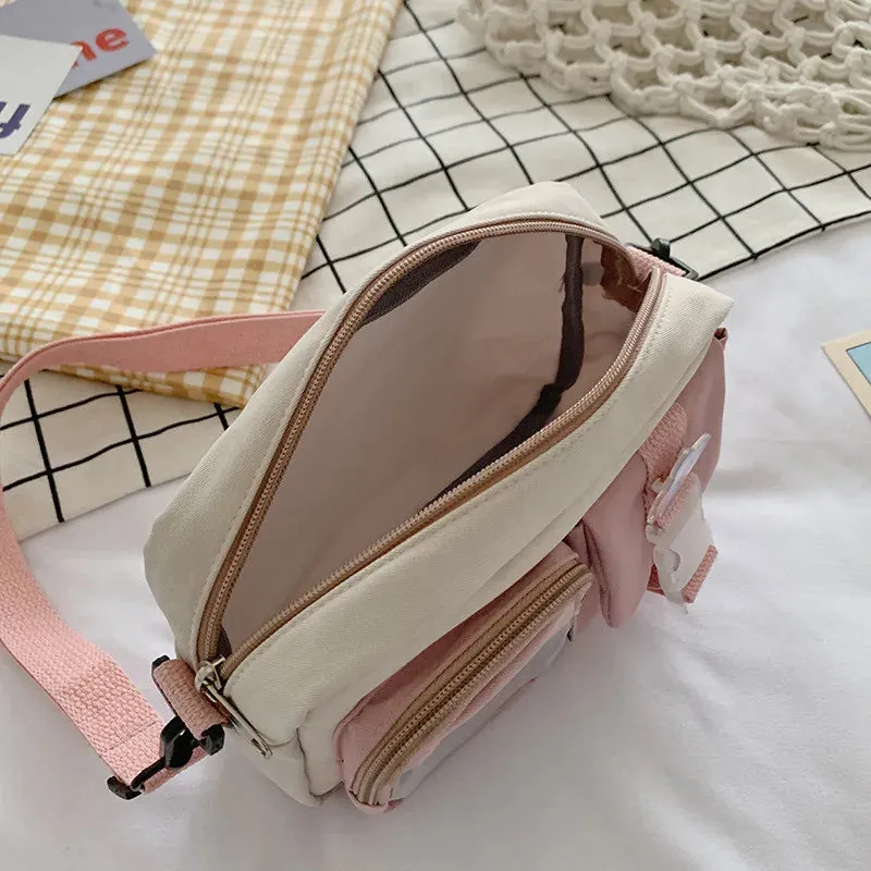 Japanse Style Kawaii Bag Girls Student Small Nylon Mutipockets Crossbody Bolsa Mujer