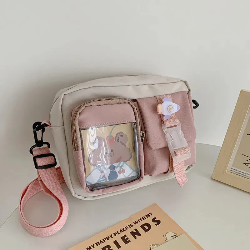 Japanse Style Kawaii Bag Girls Student Small Nylon Mutipockets Crossbody Bolsa Mujer