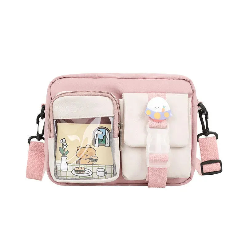 Japanse Style Kawaii Bag Girls Student Small Nylon Mutipockets Crossbody Bolsa Mujer