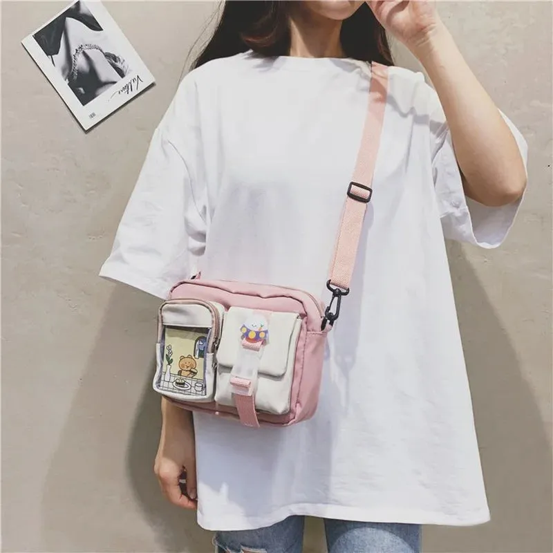 Japanse Style Kawaii Bag Girls Student Small Nylon Mutipockets Crossbody Bolsa Mujer