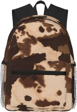 JBYJBX Brown Cowhide Leather Backpack Art Print Double Shoulder Backpack Casual Bag Laptop Backpack Work Travel Sports Daily Black One Size, black