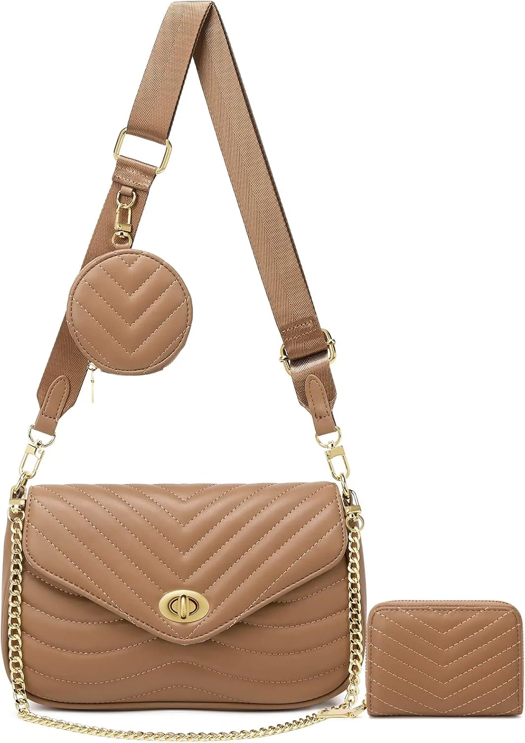 JEEHAN Quilted Crossbody Bags for women Designer Shoulder Handbags Small Purse