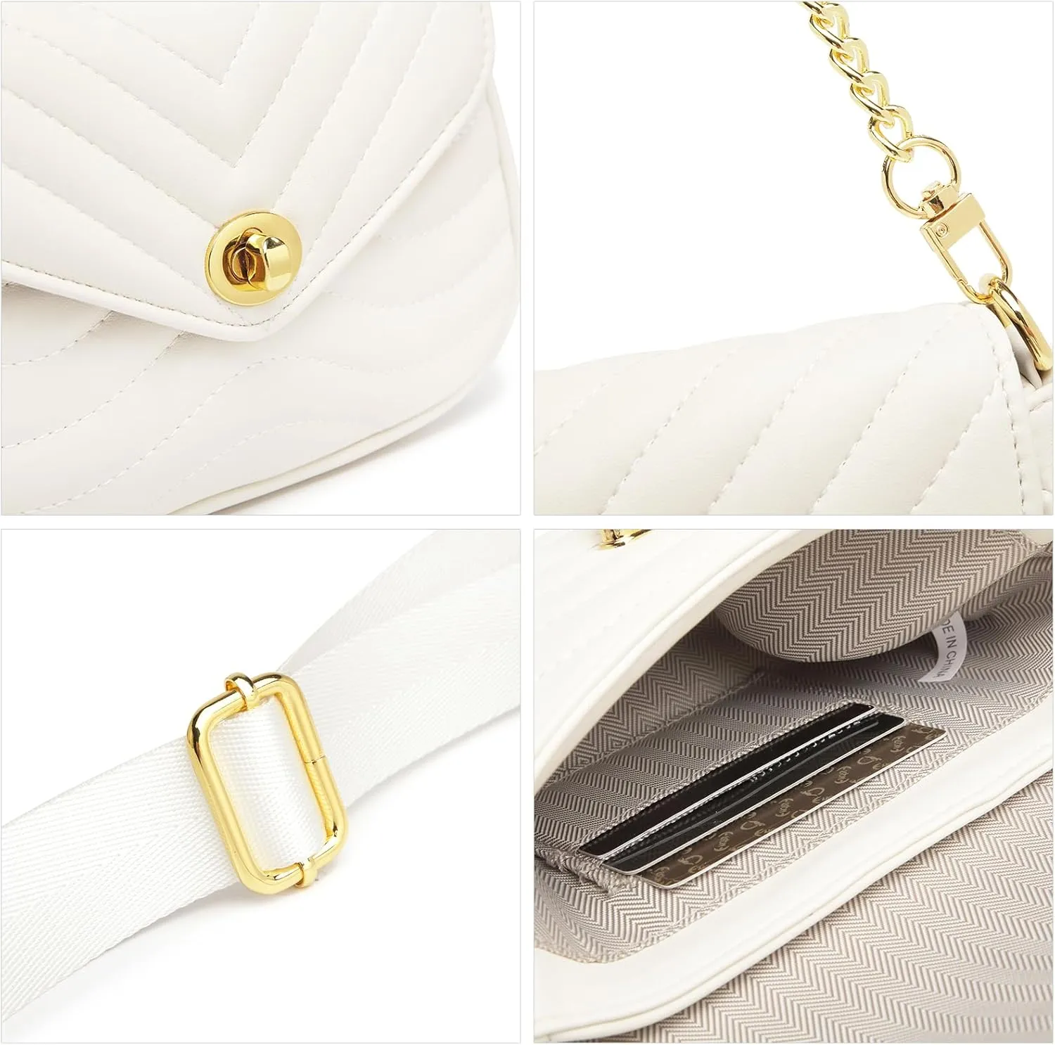 JEEHAN Quilted Crossbody Bags for women Designer Shoulder Handbags Small Purse