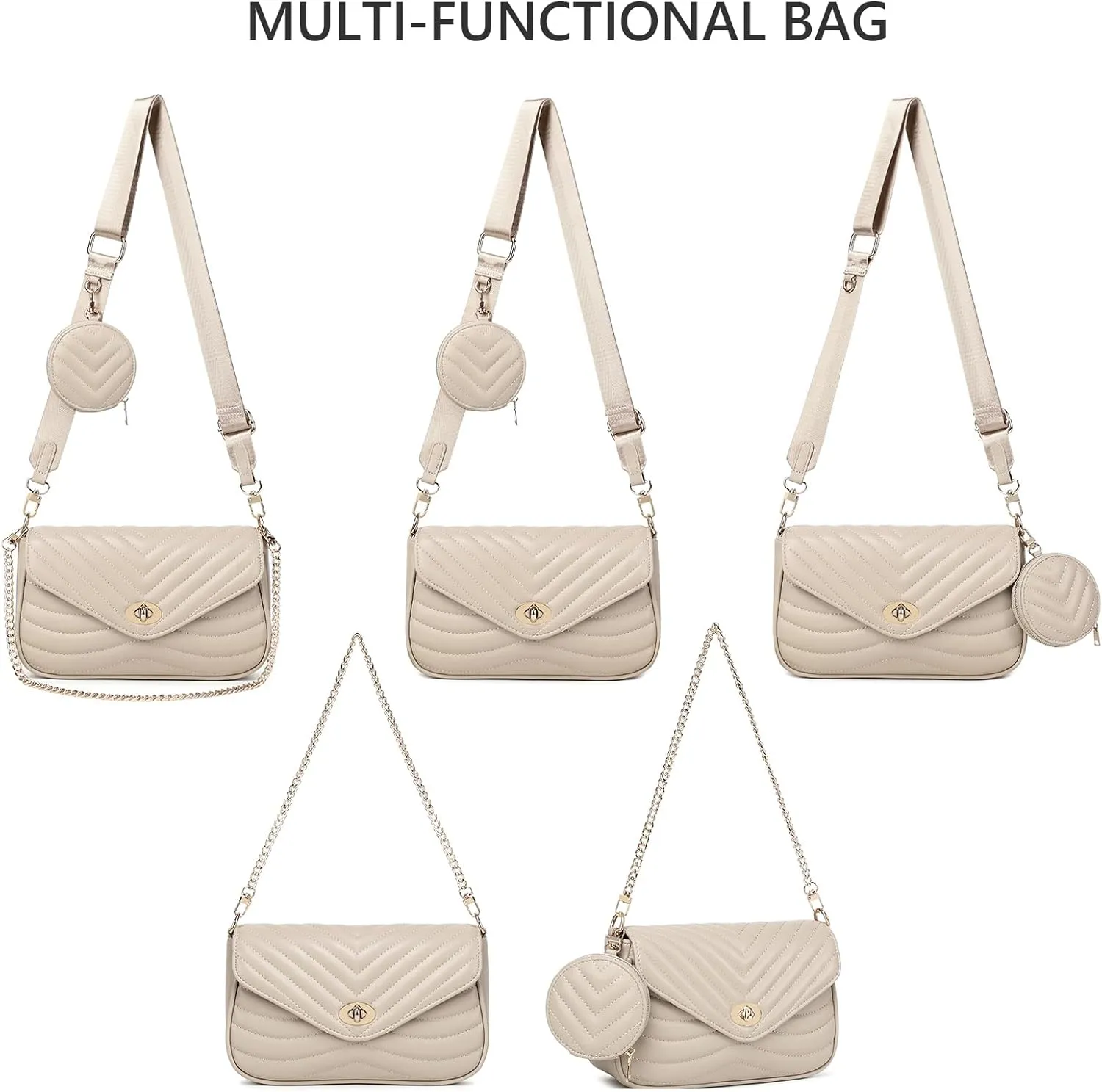 JEEHAN Quilted Crossbody Bags for women Designer Shoulder Handbags Small Purse