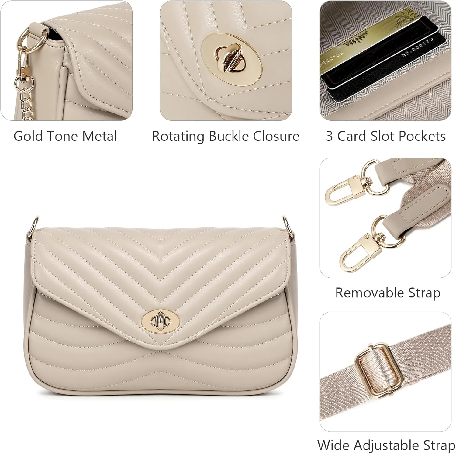 JEEHAN Quilted Crossbody Bags for women Designer Shoulder Handbags Small Purse