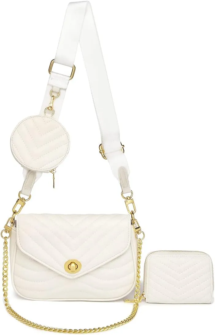 JEEHAN Quilted Crossbody Bags for women Designer Shoulder Handbags Small Purse