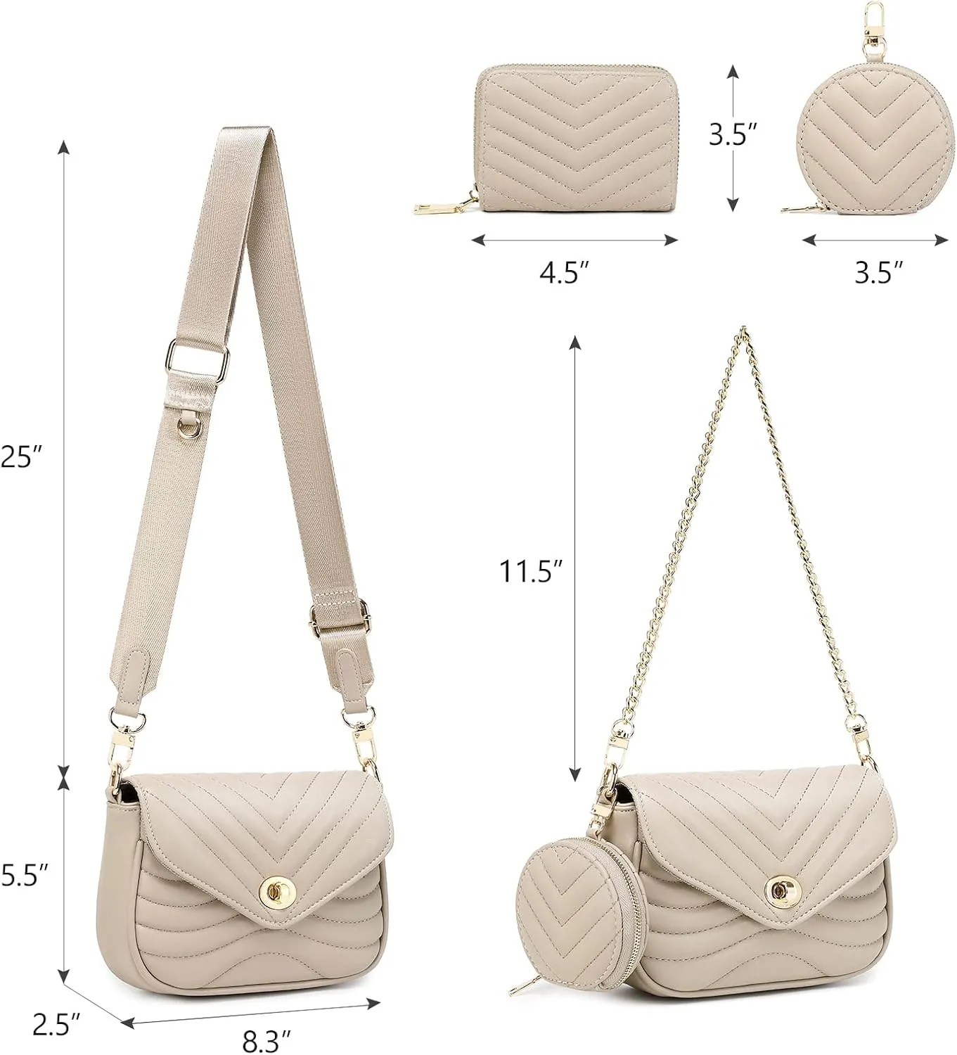 JEEHAN Quilted Crossbody Bags for women Designer Shoulder Handbags Small Purse