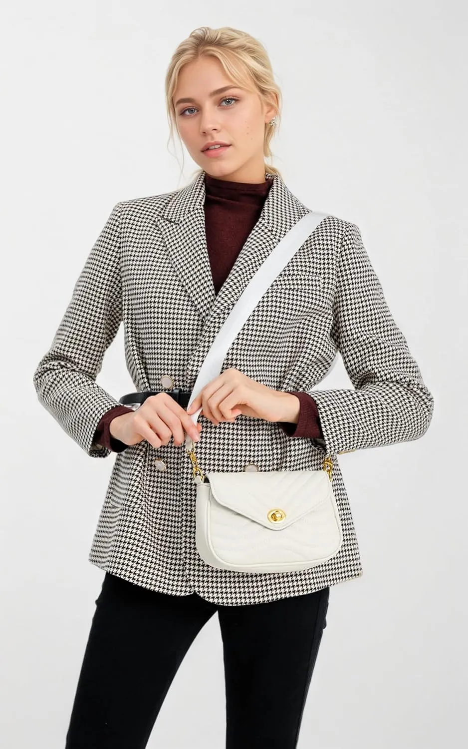 JEEHAN Quilted Crossbody Bags for women Designer Shoulder Handbags Small Purse