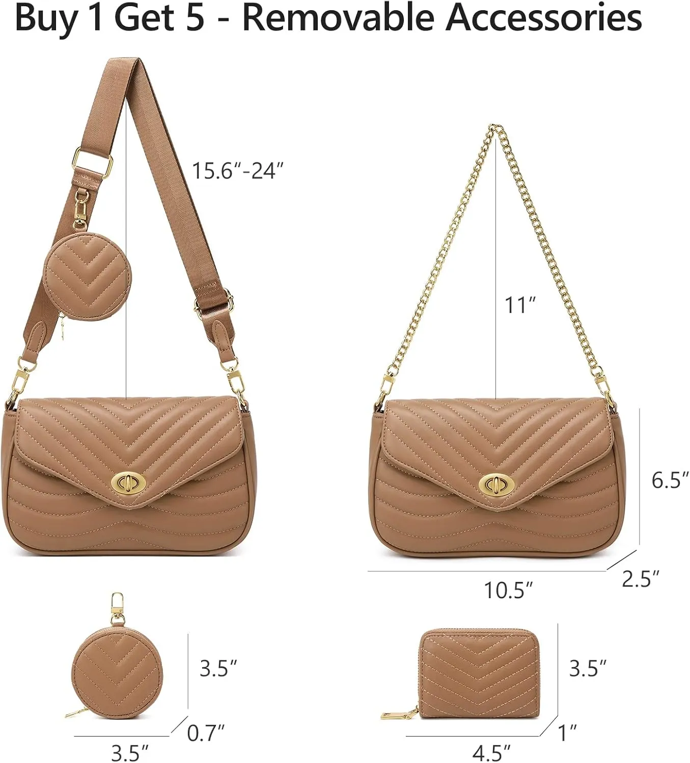 JEEHAN Quilted Crossbody Bags for women Designer Shoulder Handbags Small Purse