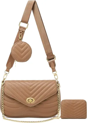 JEEHAN Quilted Crossbody Bags for women Designer Shoulder Handbags Small Purse