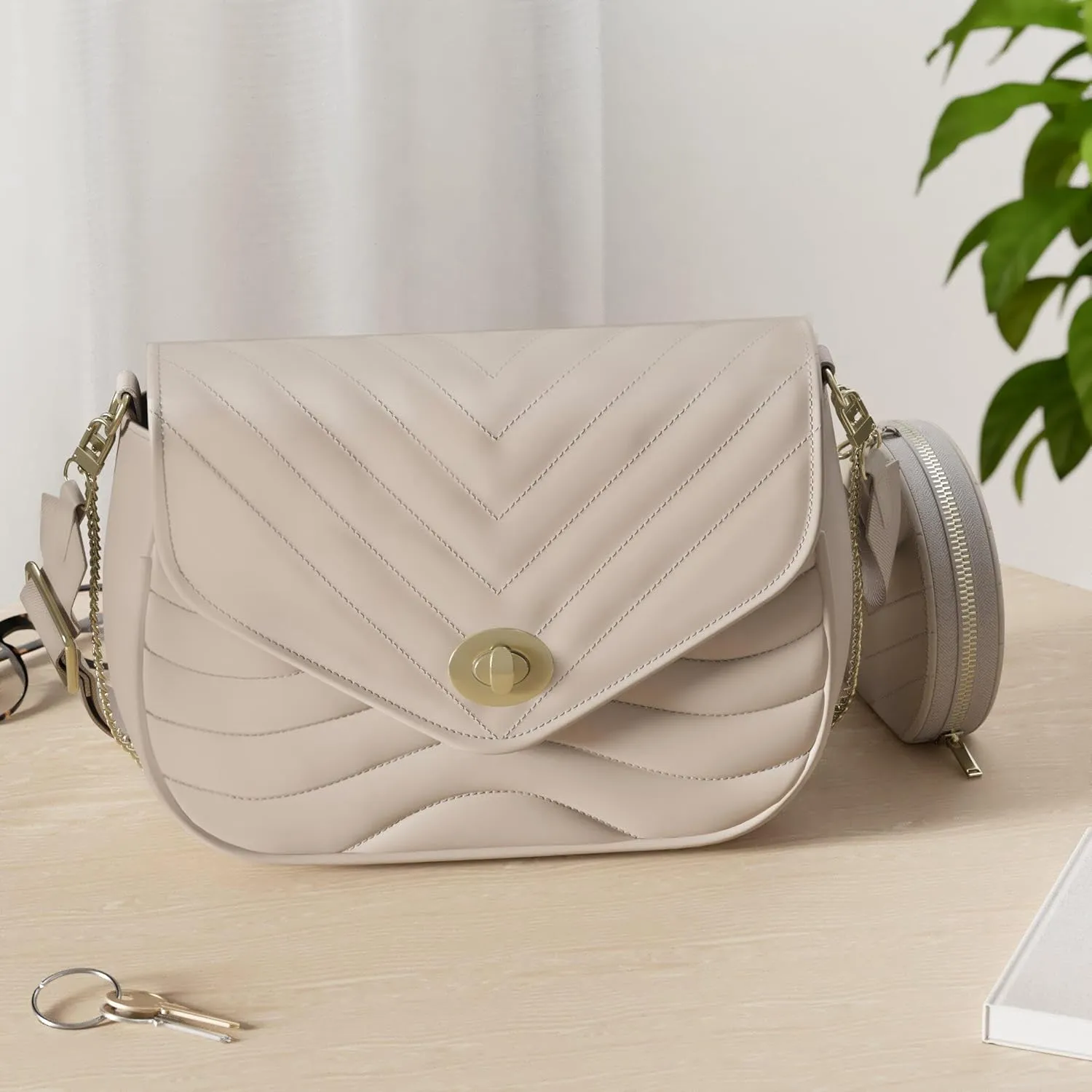 JEEHAN Quilted Crossbody Bags for women Designer Shoulder Handbags Small Purse