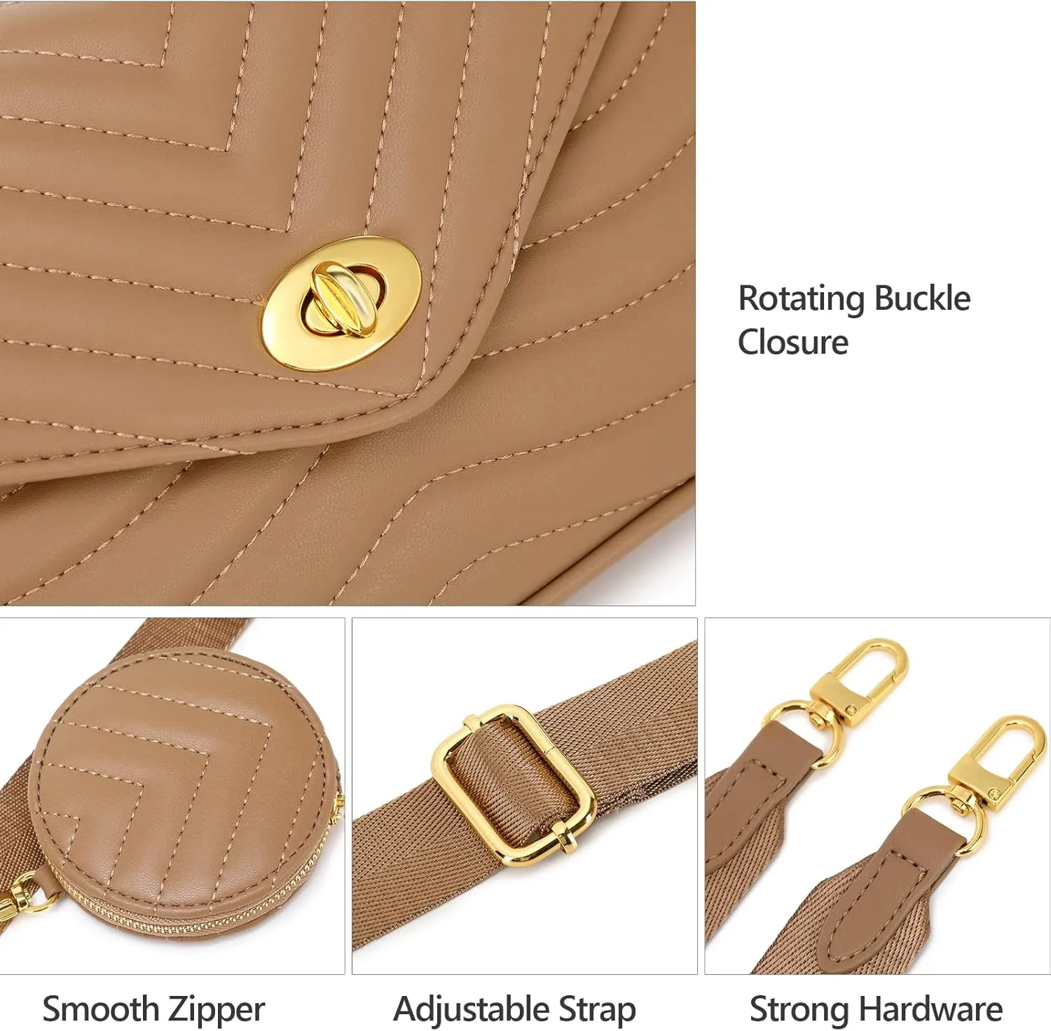 JEEHAN Quilted Crossbody Bags for women Designer Shoulder Handbags Small Purse