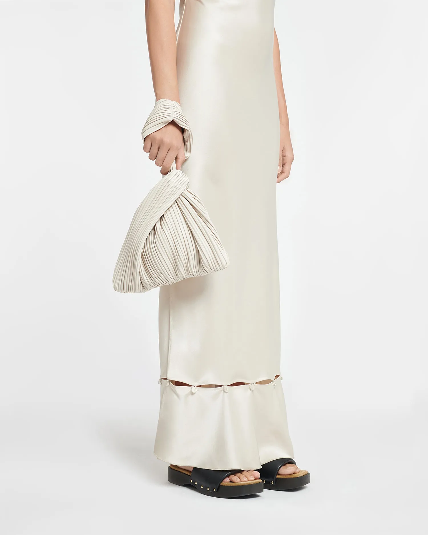 Jen - Pleated Alt-Leather Bag - Off White