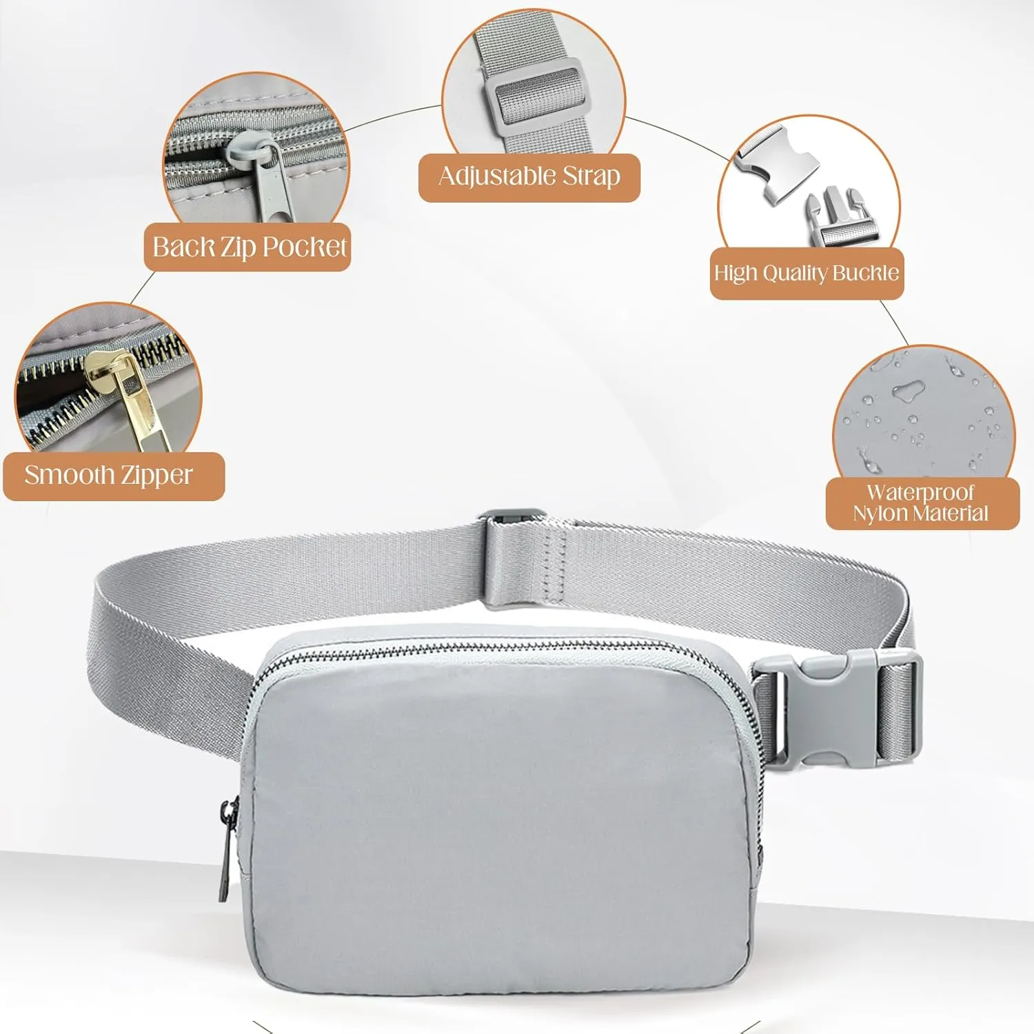 JENCVNL Bum Bag Women's Belt Bag Men Nylon Waist Bags Fashion Neck Pouch Shoulder Bag Crossbody Bag with Adjustable Strap for Running Hiking Training Travel