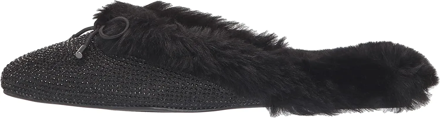 Jessica Simpson Tracee2 Cozy Slip On House Hotel Flat Slippers Black Rhinestone