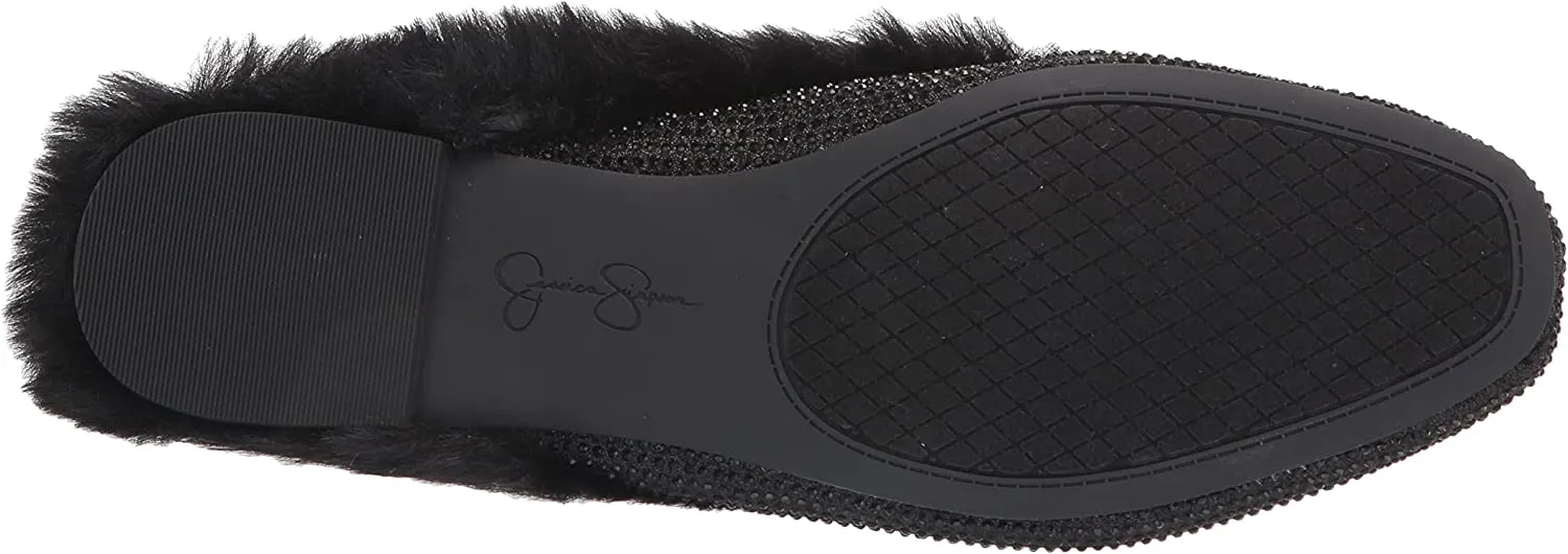 Jessica Simpson Tracee2 Cozy Slip On House Hotel Flat Slippers Black Rhinestone