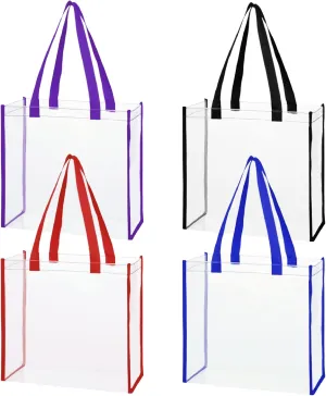 JJQHYC 4 Transparent Tote Bags, Beach Bags, PVC Shoulder Bags, Women's Transparent Handbags, Bags for Stadium, School and Shopping, 4 clear bags, L