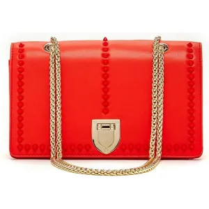 Josie Leather Purse with Gold Chain in Red