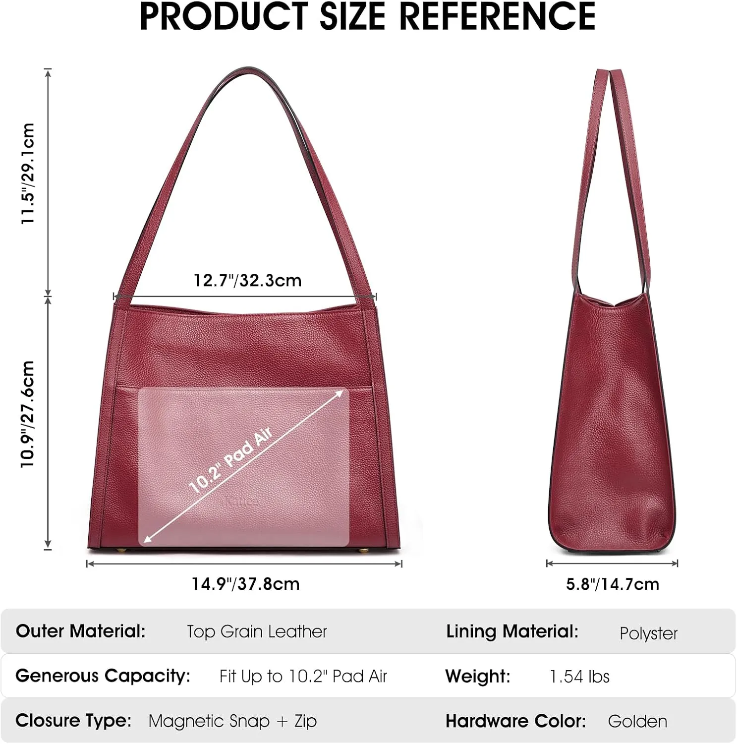 Kattee Leather Tote Bags for Women, Soft Leather Shoulder Purses and Handbags