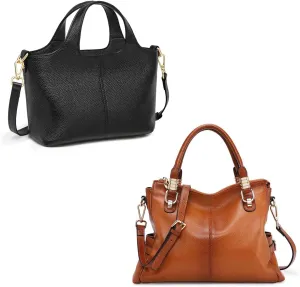 Kattee Women's Genuine Leather Purses and Handbags, Soft Satchel Top Handle