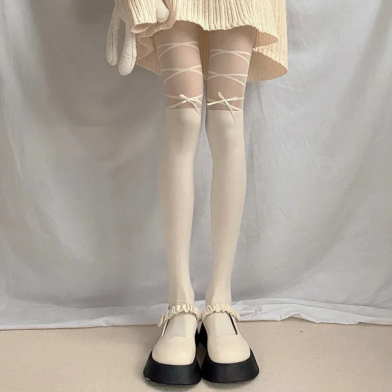 Kawaii Bowknot Strap Lolita Socks