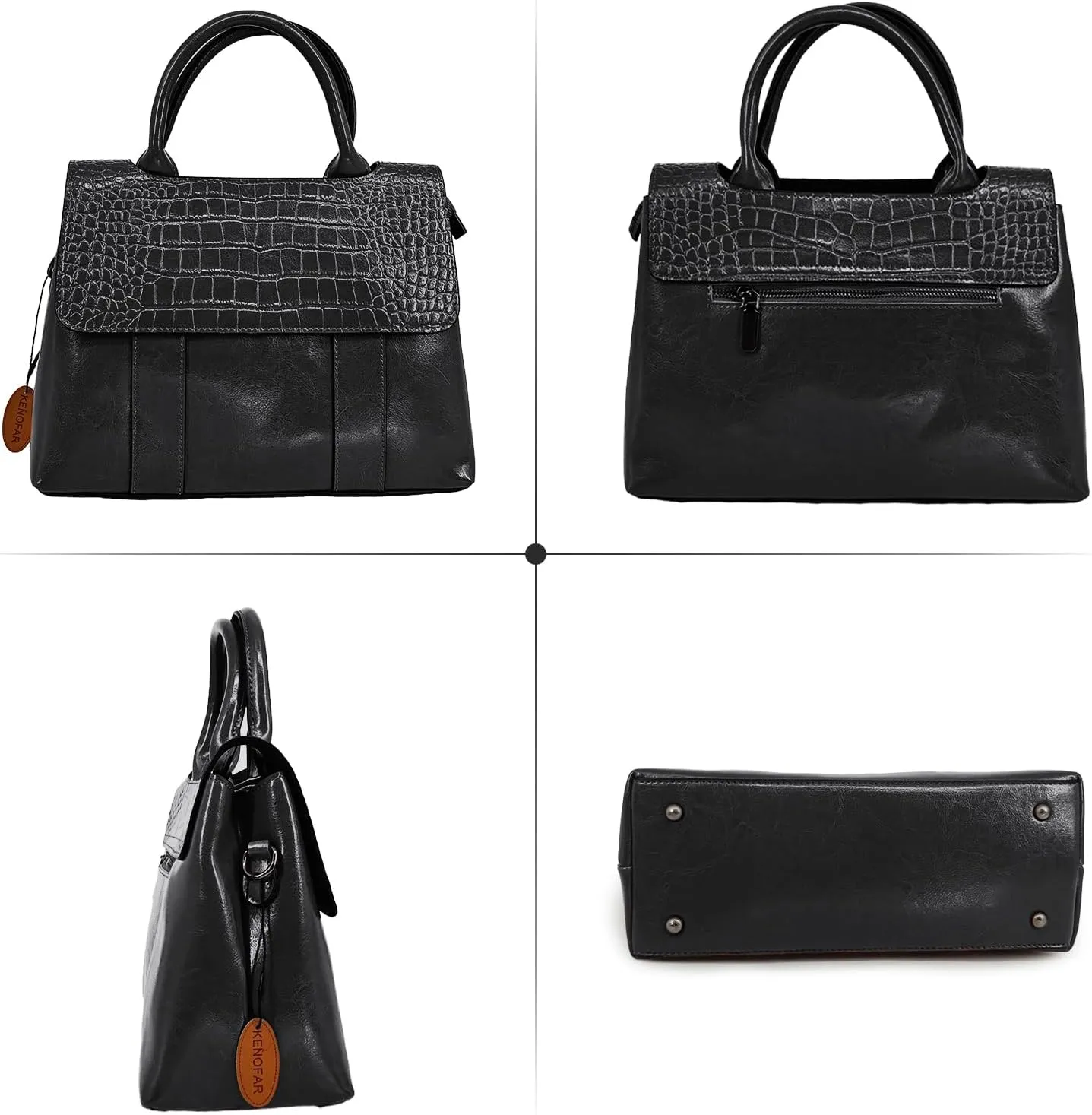 KENOFAR Women's Leather Tote Bags Large Capacity Genuine Leather Handbag Bag Medium