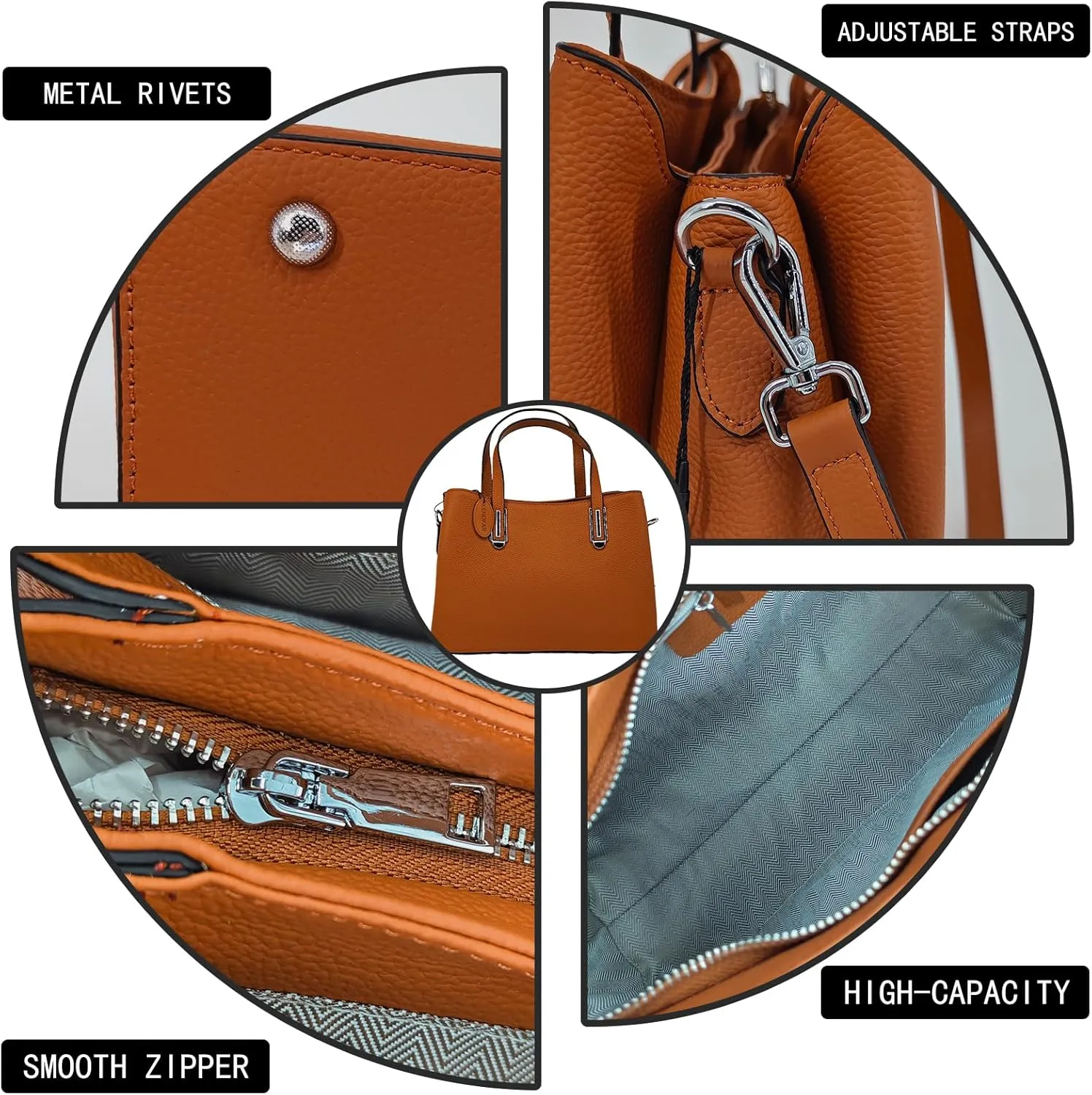KENOFAR Women's Leather Tote Bags Large Capacity Genuine Leather Handbag Bag Medium