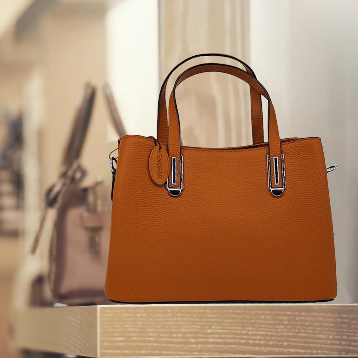 KENOFAR Women's Leather Tote Bags Large Capacity Genuine Leather Handbag Bag Medium