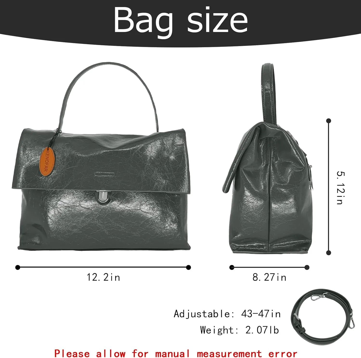KENOFAR Women's Leather Tote Bags Large Capacity Genuine Leather Handbag Bag Medium