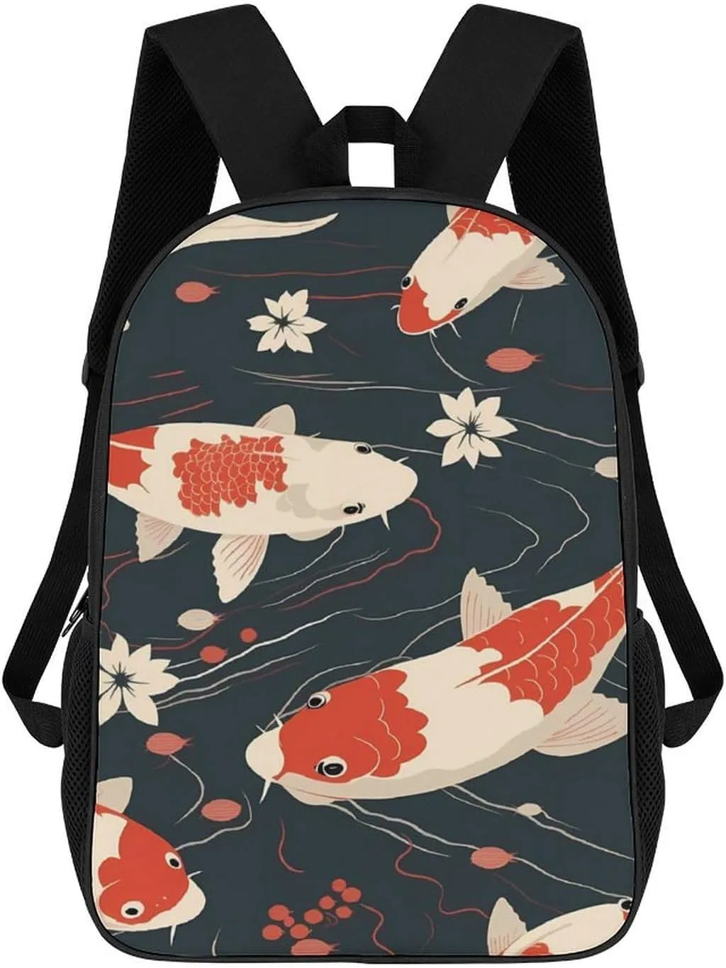 Koi Carp Fishes Pond Travel Backpack Carry On Backpack 17 Inch Laptop Bag Casual Daypack for Weekender Business Hiking