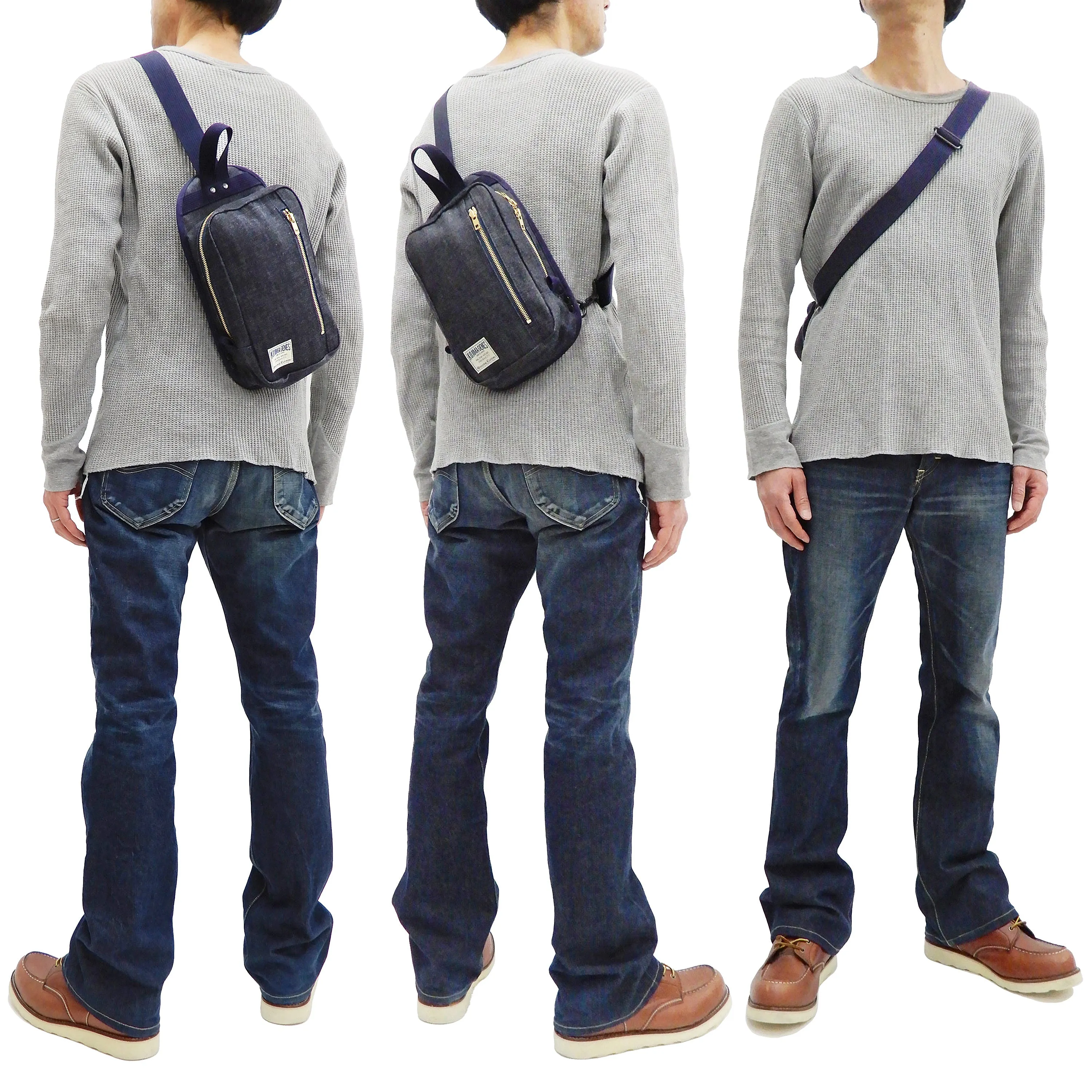 Kojima Genes Sling Bag Men's Casual Small Crossbody Backpack rnb953 RNB-953 Indigo-Denim