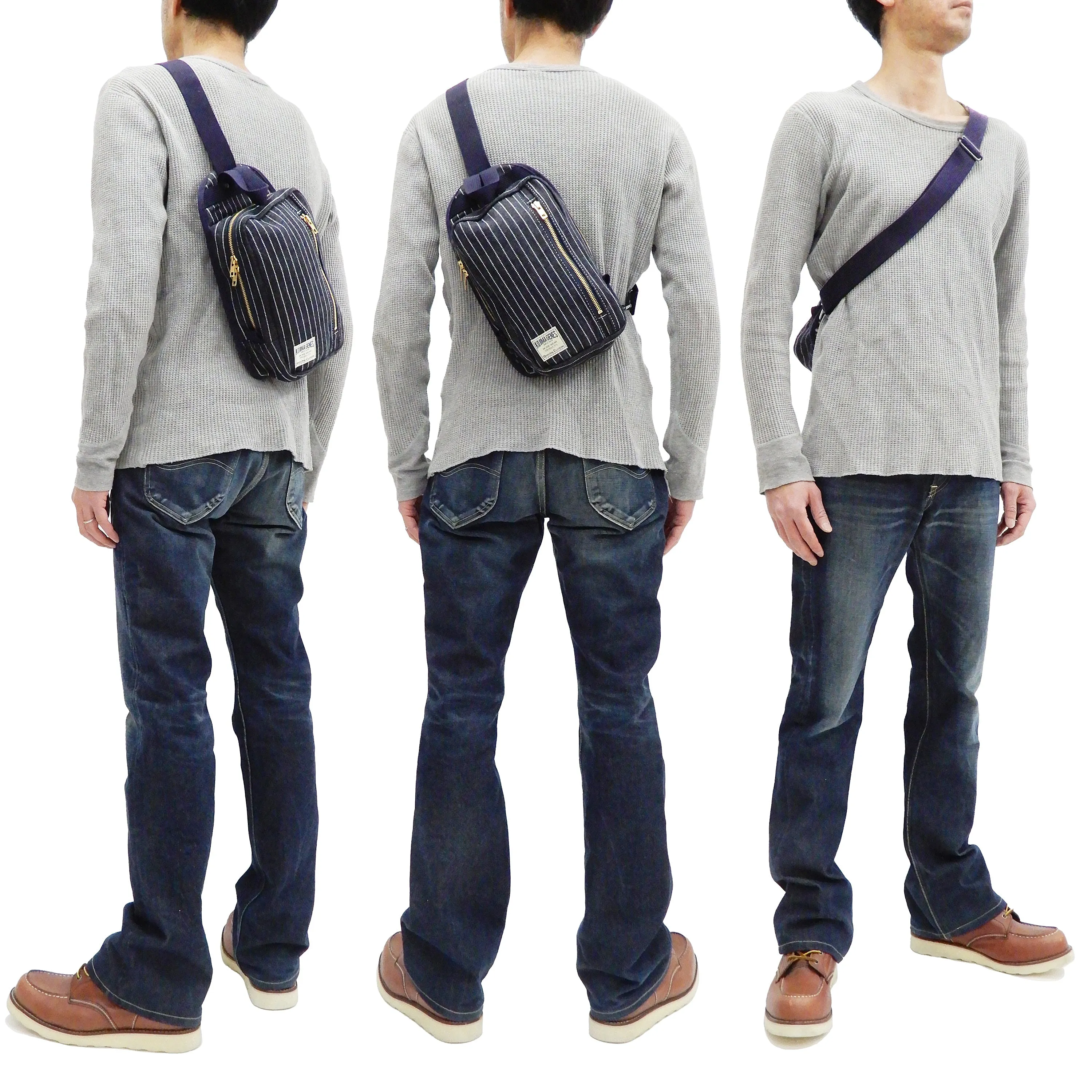 Kojima Genes Sling Bag Men's Casual Small Crossbody Backpack rnb953 RNB-953 Wabash-Stripe