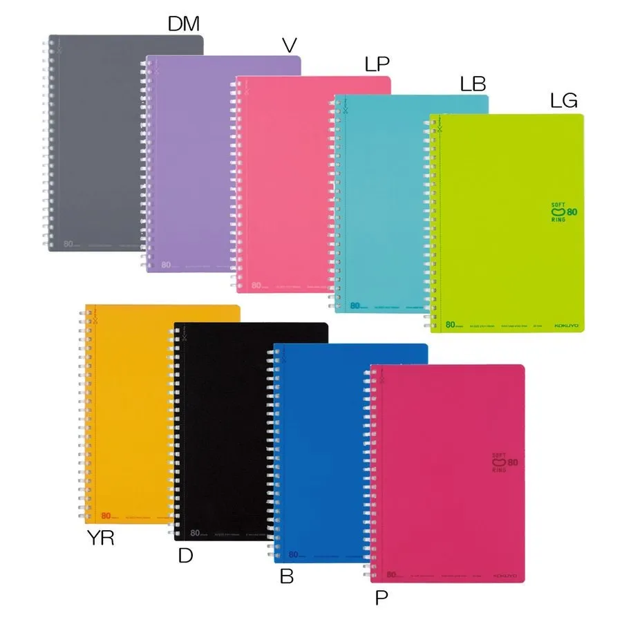 Kokuyo A5 Soft Ring BLACK Notebook Dotted Line 6 mm Rule | 80 Sheets SV338BT