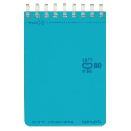 Kokuyo A7 VIOLET Soft Ring Notebook 6mm Dotted Ruled Line Mini Type Reporter Style Notebook Flip Up Notebook  |  80 Sheets SV378BT