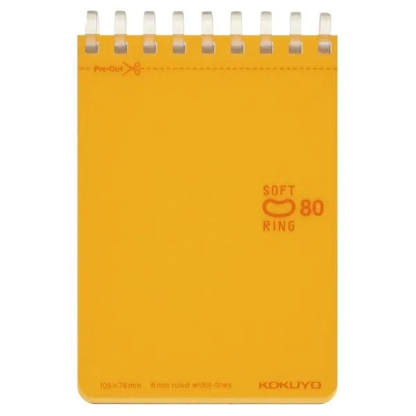 Kokuyo A7 VIOLET Soft Ring Notebook 6mm Dotted Ruled Line Mini Type Reporter Style Notebook Flip Up Notebook  |  80 Sheets SV378BT