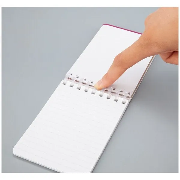 Kokuyo A7 VIOLET Soft Ring Notebook 6mm Dotted Ruled Line Mini Type Reporter Style Notebook Flip Up Notebook  |  80 Sheets SV378BT