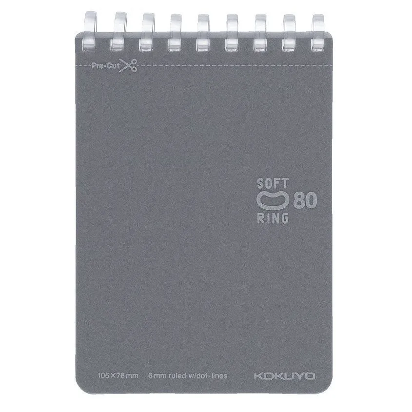 Kokuyo A7 VIOLET Soft Ring Notebook 6mm Dotted Ruled Line Mini Type Reporter Style Notebook Flip Up Notebook  |  80 Sheets SV378BT