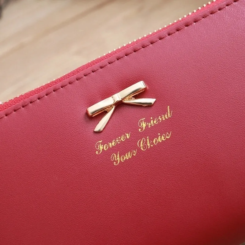 Korean Bowknot Letter Handbag Card Bag Coin Purse Zipper Mobile Phone Bag