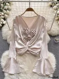 Korean flower crop  top