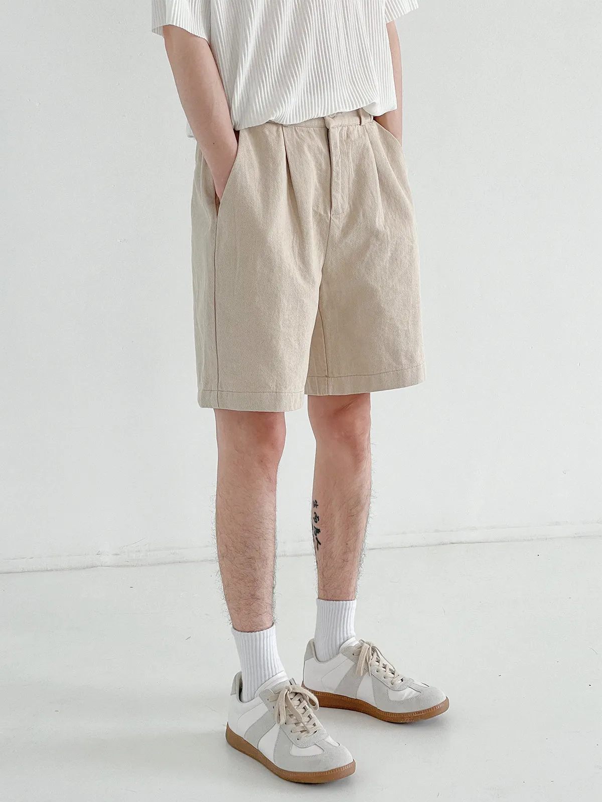 [Korean Style] 2 Color Cotton Casual Short Pants