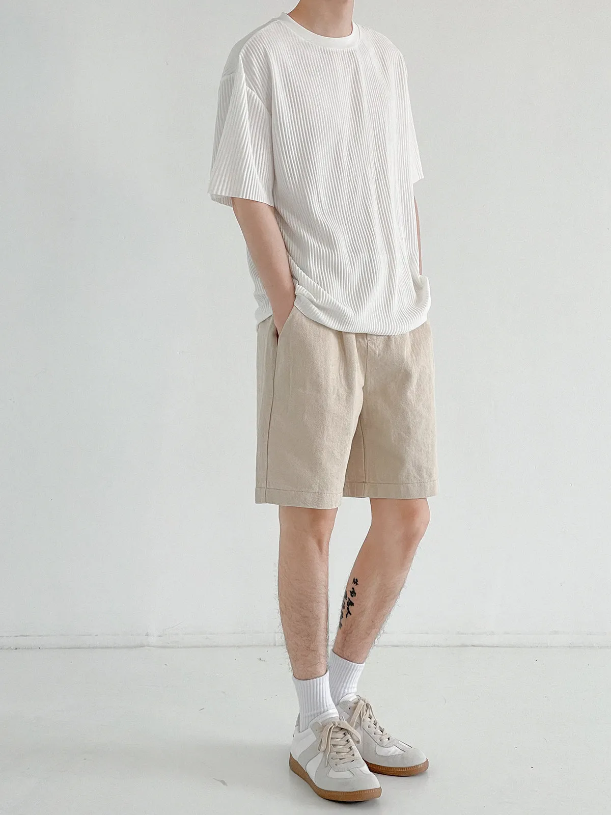 [Korean Style] 2 Color Cotton Casual Short Pants