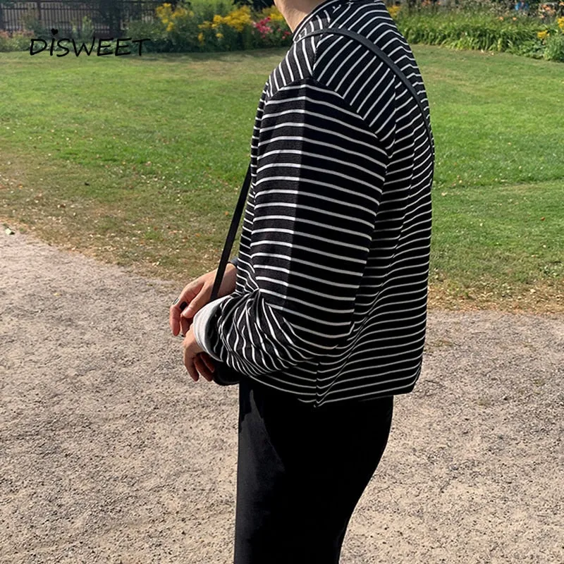 [Korean Style] 2 Colors Long Sleeve Striped T-shirts