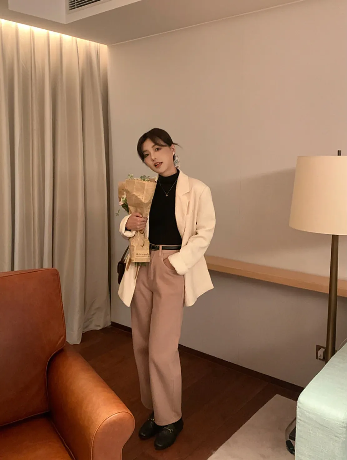 [Korean Style] 2 Colors Textured Loose Fit Casual Blazer